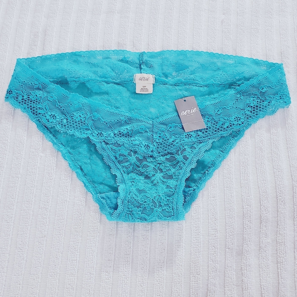 AERIE Low Rise Cheeky Lace Panty In Mint Blue - Picture 2 of 9
